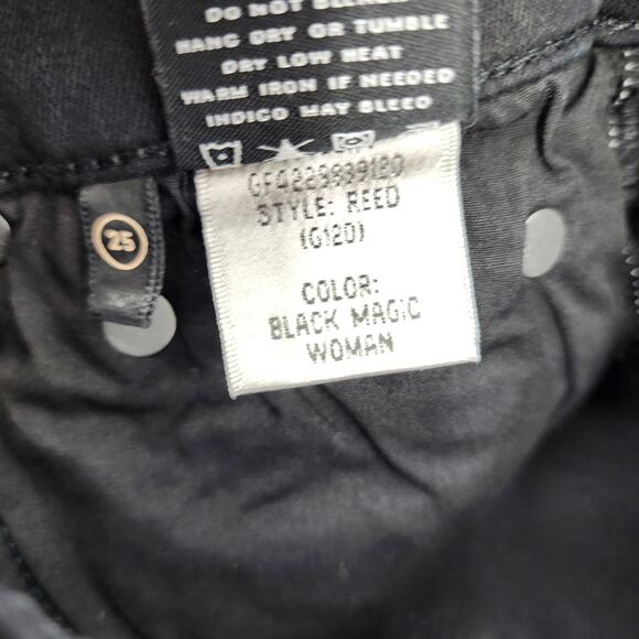 GRLFRND Reed High Rise Slim Leg Cropped Raw Hem Jeans In Black Magic Size 25 - Picture 6 of 7